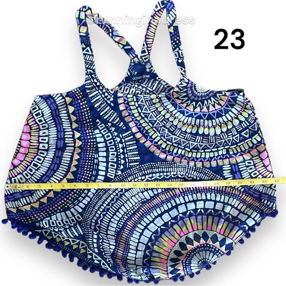 Ocean Drive Medallion Printed Sheer Swim Cover Up Top Size Medium - Picture 9 of 12